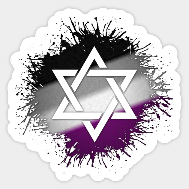 Paint Splatter Asexual Pride Star of David Symbol Sticker by LiveLoudGraphics